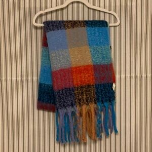 Colorful Plaid Scarf with Fringe